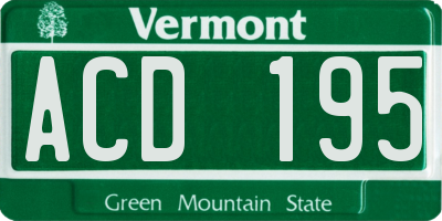 VT license plate ACD195