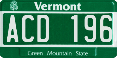 VT license plate ACD196