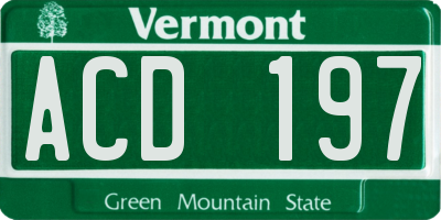 VT license plate ACD197