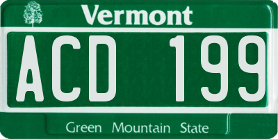 VT license plate ACD199