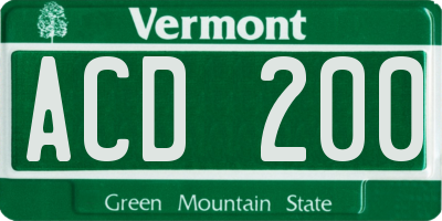 VT license plate ACD200