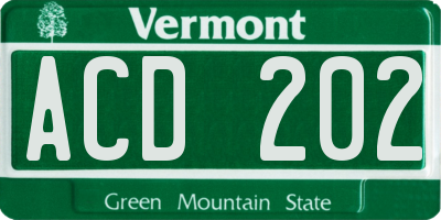 VT license plate ACD202