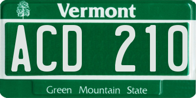 VT license plate ACD210