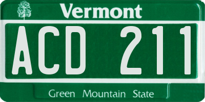 VT license plate ACD211