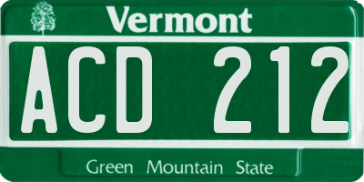 VT license plate ACD212