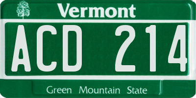 VT license plate ACD214