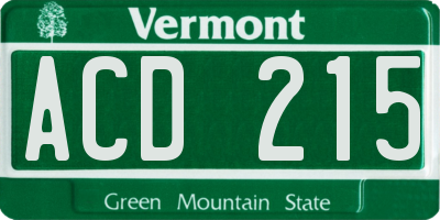 VT license plate ACD215