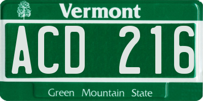 VT license plate ACD216