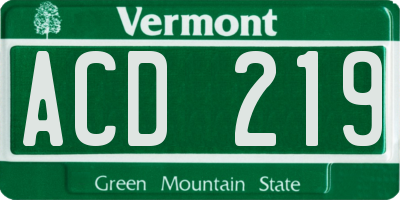 VT license plate ACD219