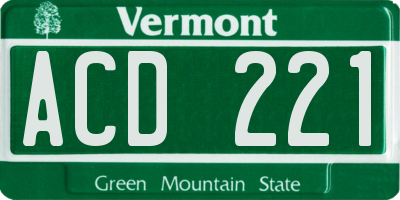 VT license plate ACD221