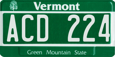 VT license plate ACD224