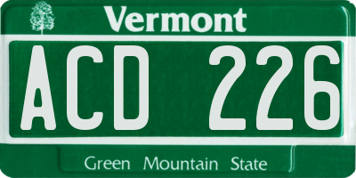 VT license plate ACD226