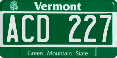 VT license plate ACD227