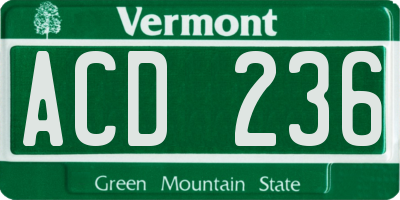 VT license plate ACD236