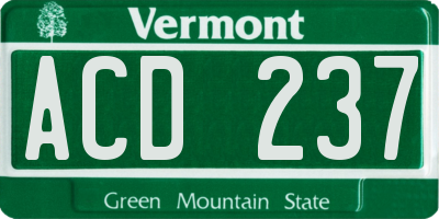 VT license plate ACD237