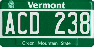 VT license plate ACD238