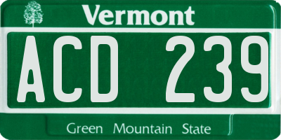 VT license plate ACD239