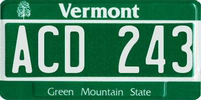 VT license plate ACD243