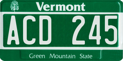 VT license plate ACD245