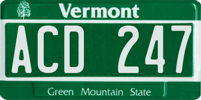 VT license plate ACD247