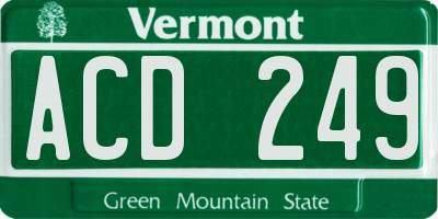 VT license plate ACD249