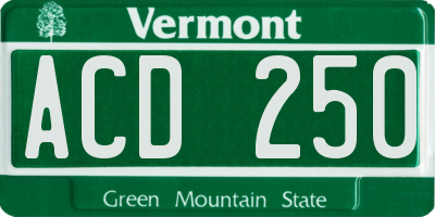 VT license plate ACD250