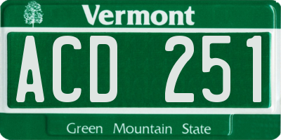 VT license plate ACD251