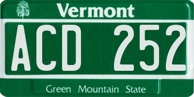 VT license plate ACD252