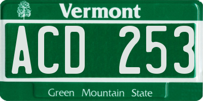 VT license plate ACD253