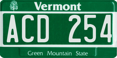 VT license plate ACD254