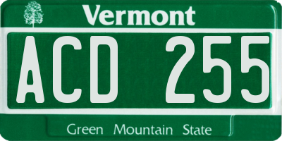 VT license plate ACD255