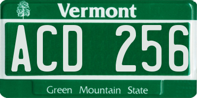 VT license plate ACD256