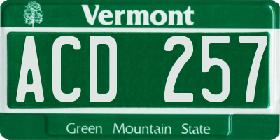 VT license plate ACD257