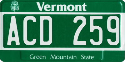 VT license plate ACD259