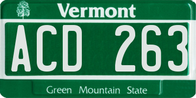 VT license plate ACD263