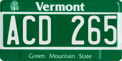 VT license plate ACD265