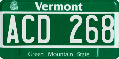 VT license plate ACD268