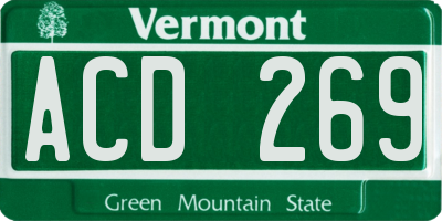 VT license plate ACD269