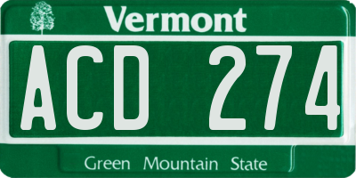 VT license plate ACD274