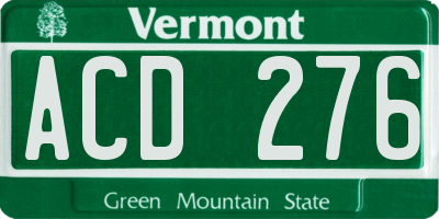 VT license plate ACD276