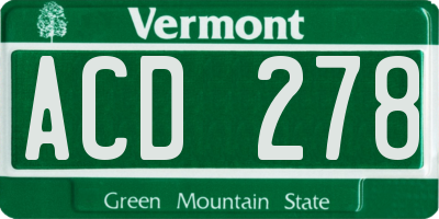 VT license plate ACD278