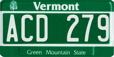 VT license plate ACD279