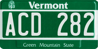 VT license plate ACD282