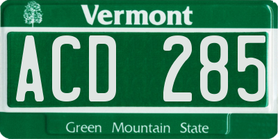 VT license plate ACD285