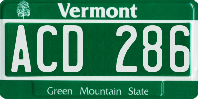 VT license plate ACD286