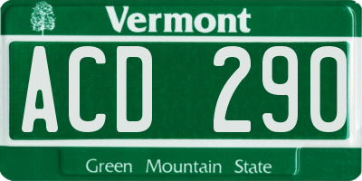 VT license plate ACD290