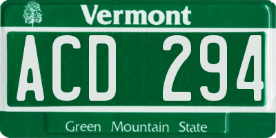 VT license plate ACD294