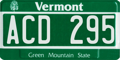 VT license plate ACD295