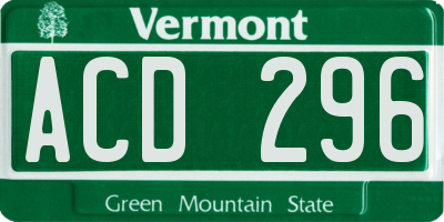 VT license plate ACD296