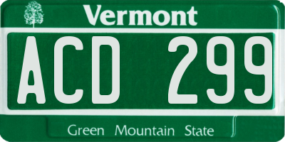 VT license plate ACD299